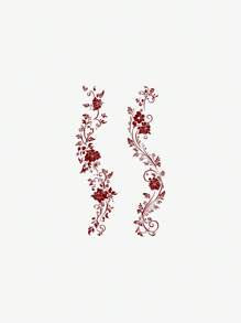 1pc Plant Totem Patterned Finger Temporary Tattoo Sticker, Waterproof, Stylish, Suitable For People - Red - View 2