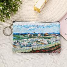 1pc Vintage Van Gogh Schilderij Stijl Muntenbeurs, Creatieve Opslag Voor Kleine Artikelen, Oogstmunten En Biljetten