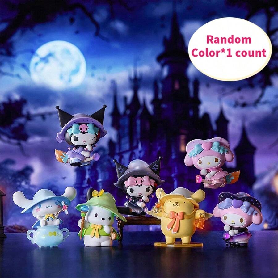 Miniso 三丽鸥角色魔法故事盲盒玩具人偶，可爱魔法角色设计，含展示支架，经久耐用，防摔，非常适合卧室/办公室/汽车装饰，精美礼物（随机发货1个） - 彩色 - 查看 1