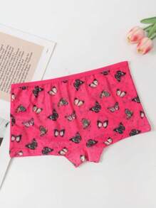 5pcs Tween Girls' Breathable Mesh Butterfly Print Underwear, Soft & Comfortable, Suitable For Young Girls - Multicolor - View 4