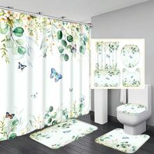 1 szt./4 szt. Kwiatowy wzór roślinny i liściasty wielofunkcyjny zestaw dekoracji łazienkowych, zawiera wodoodporną zasłonę prysznicową z 12 haczykami, matę antypoślizgową, matę podłogową w kształcie litery U, okrągłą pokrywę deski sedesowej, odpowiednią do całej łazienki Kwiaty na Dzień Matki, spersonalizowane prezenty dla mamy, prezenty na ostatnią chwilę, pomysły na Dzień Matki, prezenty na Dzień Matki, ręcznie robione kartki dla mamy, najlepsze prezenty na Dzień Matki poniżej 50 USD