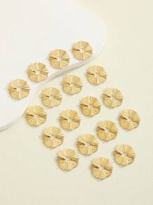 18pcs Wrinkled Round Disc Ear Clip Earring Accessories - Brass - View 2