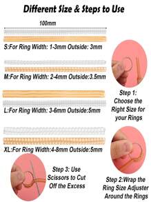 Ring Size Adjuster For Loose Rings, 12 Packs 4 Sizes Invisible Clear Silicone Ring Protector With Finger Size Measuring Tool, Ring Adjuster Tightener Spacer Fits Oversized Rings, Makes Ring Smaller Without Resizing - Multicolor - View 4