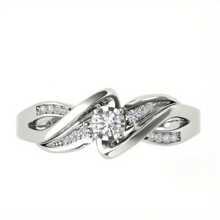 18K 镀金/镀银订婚/结婚戒指，镶嵌圆形锆石，象征优雅高贵，专为优雅美丽的订婚/婚礼而设计