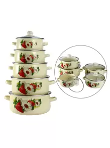 5 sztuk/zestaw garnków emaliowanych ze szklaną pokrywką, naczynia emaliowane porcelanowe do domu i kuchni, odpowiednie do zupy, owsianki, gotowania ryżu, parzenia kawy