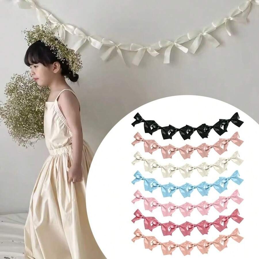 Bowknot Ribbon Garland Flags Princess Room Wall Hanging Banner For Birthday Wedding Party Decoration - Multicolor - View 1