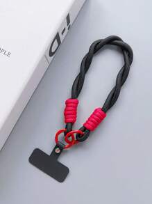 1pc Braided Short Lanyard Chain With Anti-Pull Pad, Compatible With Any Phone Case