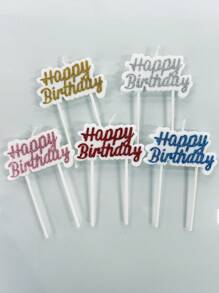 Gold Glitter HBD Theme Party Birthday Cake Decorative Candles - Gold - View 5