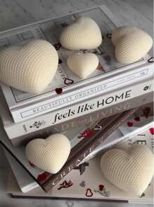 3种硅胶心形模具套装，适用于蜡烛制作：3种心形花朵造型，可用于DIY肥皂、粘土、树脂和蜡工艺品 - 白色 - 查看 6