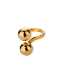 1PC Exaggerated Stainless Steel Bead Ball Rings For Women Men Open Adjustable Gold Color Stainless Steel Ring Waterproof Jewelry Gift