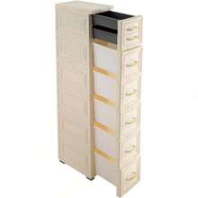 ZhdnBhnos 6 Tier Narrow Storage Cabinet, Vertical Storage Unit With Drawers And Casters, Large Capacity Narrow Tall Slim Storage Tower For Small Kitchen Laundry Living Room Toilet Small Spaces Gap - 白色 - 查看 5