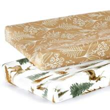 2 Packs Baby Ultra Soft Jersey Knit Changing Pad Cover, Pretty Pattern For Baby, Stylish Watercolor Flowers And And Cute Animals Prin T Change Table Pad Covers Fit 32"/34" X 16" Pads And Snug Love Valentine - Multicolor - View 8