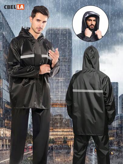 CasaBella Impermeable Motociclista con Capucha, traje impermeable reflectante para adulto, Impermeable y Resistente al Viento, equipo de lluvia para ciclismo, senderismo, camping