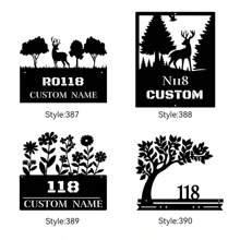 1 pieza Placa de dirección de metal personalizable con silueta de árbol - Arte de pared personalizado para la entrada del hogar, jardín al aire libre y decoración de fiestas - Artesanía decorativa de silueta de hierro - No se necesita electricidad