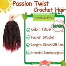Passion Twist Hair 10 Inch Water Wave Crochet Hair Black Passion Twist Crochet Hair For Women Crochet Braids Hair Extensions