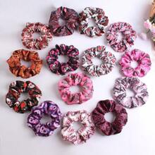 1pc/14pcs Flower Print Party Nylon Scrunchies, High-End Sweet Oversized Hair Ties For Women, Ponytail Holder, Hair Accessories - Multicolor - View 2