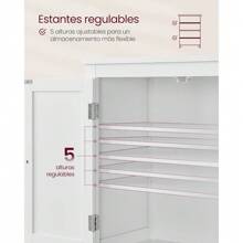 Armario de Baño, Armario de Cocina, con 4 Puertas, Estantes Ajustables, 30 x 60 x 110 cm,