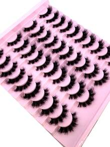HBZGTLAD 20 Pairs Soft Mink Eyelashes 3D Curl Winged End Eye Elongated Fake Lashes Thick Handmade Natural False Eyelash Messy Cross Lash Wholesale - Lông mi  mắt mèo - Xem 4