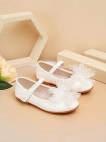 1 Pair Girls Flat Mary Janes PU Leather Casual Versatile Cute Comfortable Shoes, Suitable For Spring And Summer