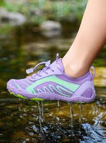 女士赤足水鞋紫色瑜伽和游泳鞋夏季防滑沙滩鞋，适合涉水、水上瑜伽、泳池和冲浪，速干旅行鞋，适合度假、河流徒步旅行，完美的母亲节礼物，舒适的一脚蹬设计 - 紫色 - 查看 8