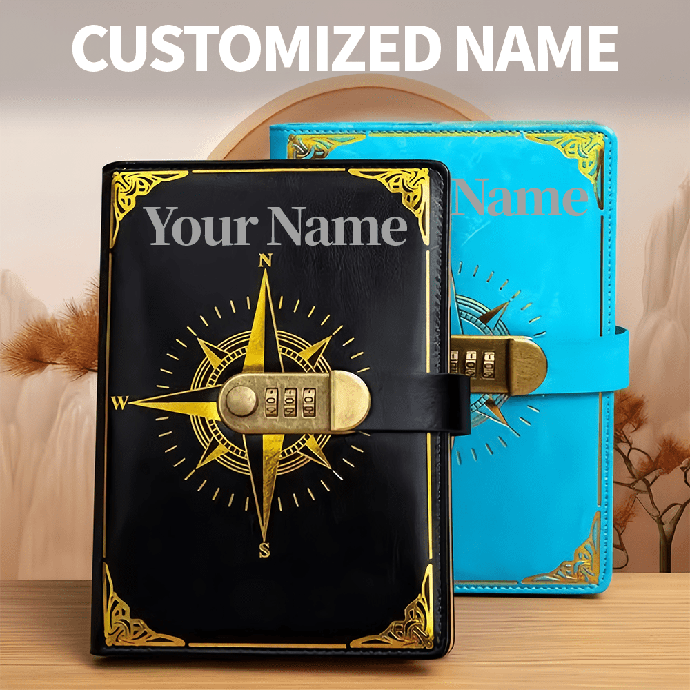 Taccuino personalizzato con nome personalizzato, taccuino A5 con blocco password, diario vintage, blocco note spesso per studenti, taccuino multifunzione portatile con blocco password, regalo di Natale, regalo di San Valentino, necessità per il ritorno a scuola, regalo di compleanno