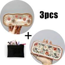 1/2/3PCS花蝴蝶结图案全框眼镜盒，透明便携防压眼镜架，男女时尚眼镜首饰收纳盒，塑料材质，磁性开合，理想的收纳用品 - 彩色 - 查看 9