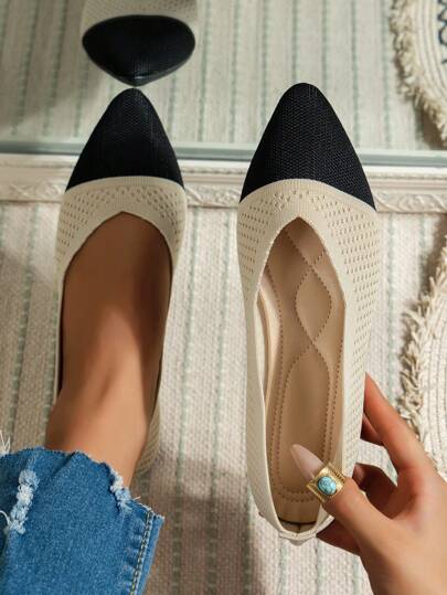 Women's Fashion Flat Slip-On Casual Loafers With Contrast Color