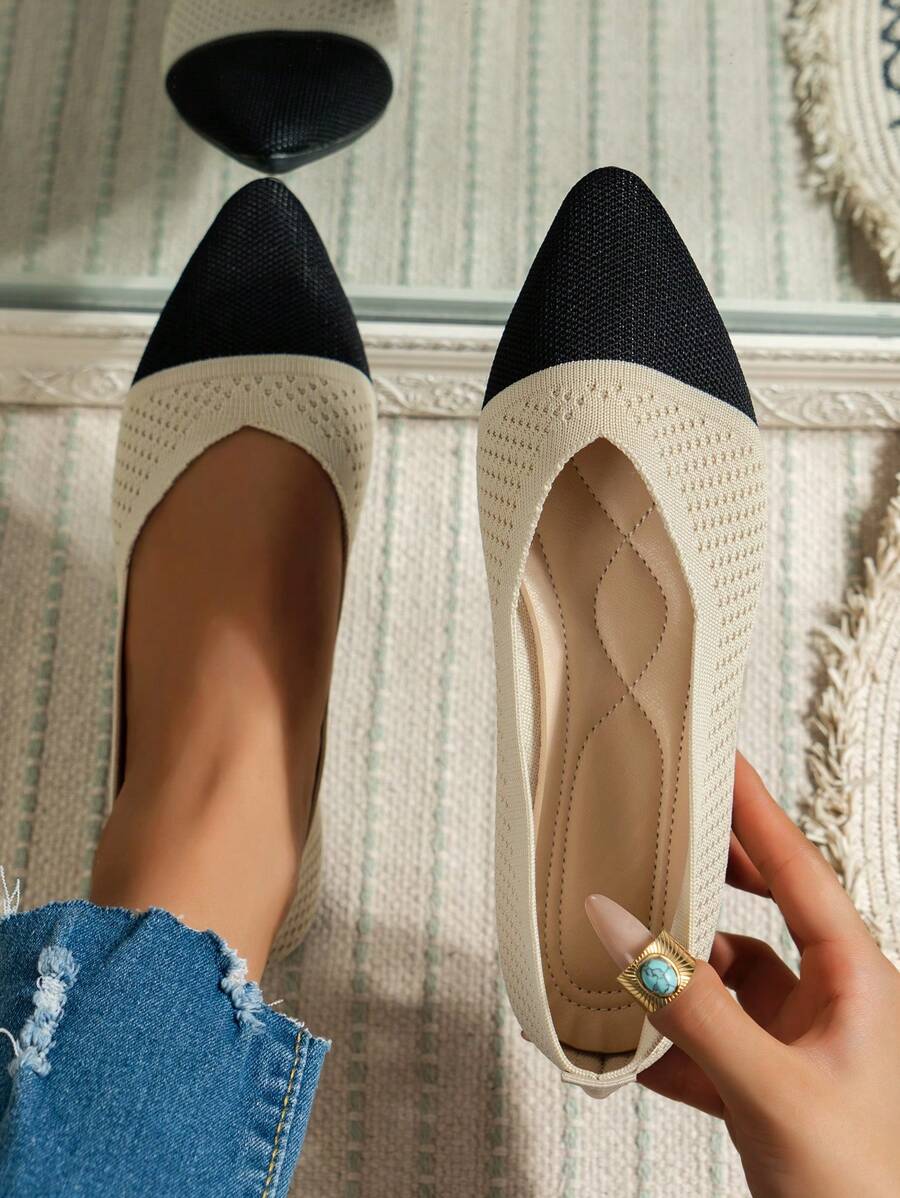 Mocassini casual da donna con suola piatta e colori a contrasto