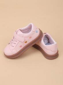 Kids Spring New Heart Embroidery Casual Soft Sole Sneakers, Girl Toddler Baby Shoes