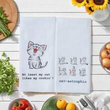 Toalla de cocina de estilo rural, material de poliéster altamente absorbente para lavar a mano, secar y limpiar - Paño de limpieza de cocina de diseño de dibujos animados para decoración de cocina