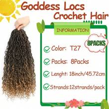 Goddess Faux Locs Crochet Hair 18Inch For Women, Long Goddess Locs Crochet Hair, Boho Style Locs, River Locs Crochet Hair With Curly Ends