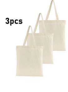 5 bolsas de lona con asa, bolsas de compras en blanco, bolsas de compras reutilizables de moda y multiusos, bolsas de regalo para reuniones anuales, puedes diseñar tú mismo, sencillas y elegantes, bolsas de regalo para damas de honor y bodas, bolsas para estudiantes, de vuelta a la escuela y para maestros