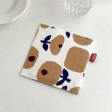 1pc 2-In-1 Square Coaster - Ins Style/Countryside Style, Double-Layered Fabric Insulation Pad, Non-Slip Mat, Decorative Mat, Absorbent Pad, Suitable For Dining Table, Living Room, Bedroom Decor And Use