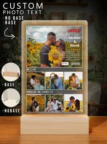 Veilleuse rétroéclairée en acrylique avec photo personnalisée, cadeau personnalisé pour famille/ami/petit ami/maman/papa, décoration d'intérieur, anniversaire, 1 pièce, multifonctionnelle, décorative, réutilisable, exquise, élégante, mignonne, de haute qualité, moderne, personnalisée, unique, idéale pour la Saint-Valentin, décoration de Saint-Valentin