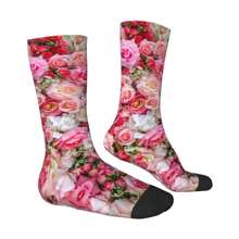 Prachtige bosprint roze en rode rozen romantische bloemen prachtige vintage botanische mooie vlinders en bloemen poster sok voor mannen hiphop harajuku vrolijk naadloos patroon bedrukte jongens crew sok nieuwigheid cadeau