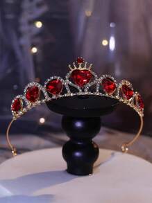 1 pieza Diadema con cristal de corazón de aleación para niñas