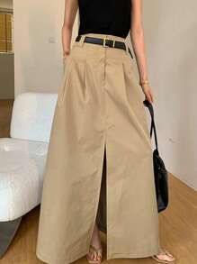 Falda asimétrica de cintura alta minimalista