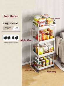 Wheeled Cart Bedroom Bathroom Kitchen Toilet Storage Shelf Living Room Floor Mobile Snack Storage Shelf Multi-Layer Household Storage Shelf - Multicolor - View 3