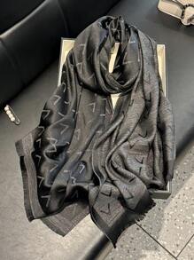 1pc Women Simple Elegant V-Letter Glitter Printing Scarf, Versatile Shawl, Hijab, Decoration, All Season UV Protection For Dress - Multicolor - View 16