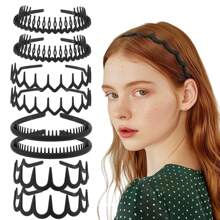 4pcs/8pcs Black Matte Hair Hoops Clips Headbands For Women