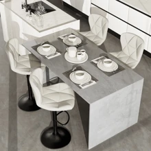 Bar Stools Set Of 2 Breakfast Bar Stools •Modern Adjustable Faux Leather Upholstered Swivel Bar Stools •Counter Height Bar Chairs With Back For Kitchen Island - White - View 5