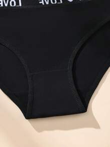 5pcs/Pack Black Classic Low Rise Letter Jacquard Women Seamless Briefs - Black - View 11