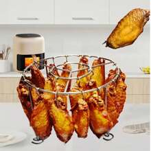 1pc Air Fryer Rack Meat Griller, Vertical Grill Stand Stainless Steel Home Hanging Oven Accessory Barbecue Rack