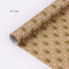 1 set de papiers cadeaux élégants et minimalistes avec motifs de carreaux et de rayures, avec impression dorée