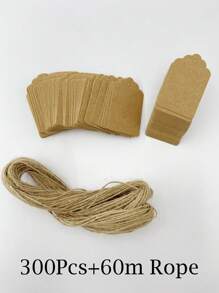 100pcs, Kraft Paper Gift Labels With Yellow Rope, Blank Commodity Price Hanging Labels, Bulk Brown Labels For Wedding, Birthday, Holiday And Party Gifts, Arts And Crafts Packaging, DIY Gift Decoration Labels And Hanging Decorations.