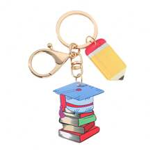 Creative Fashion Back To School Theme Pencil, Blackboard, Book Acrylic Keychain, Casual School Style Pencil With A+ Notebook Flat Acrylic Keyring Accessory, Suitable For Daily Bag And Car Key Use Car Accessories Bag Charm Letter Cute Goth Y2k