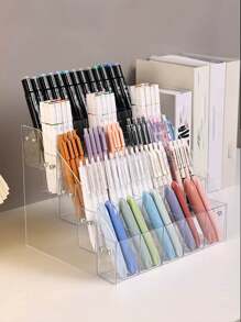 1 pièce Support d'affichage de stylo neutre en acrylique, support incliné de bureau en acrylique transparent pour stylo, organisateur et présentoir de stylo polyvalent pour magasin de papeterie