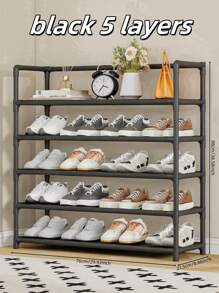 1pc 3-7 Tiers Easy Assemble Shoe Rack, High Capacity Compact Space-Saving Floor Stand Storage Shelves For Bedroom Decor - Multicolor - View 15