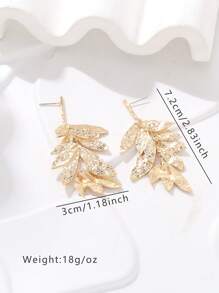 1 Cặp hoa tai tua rua hình lá bất đối xứng phóng đại, hoa tai hình lá khảm cổ điển dành cho phụ nữ - Hoa tai tua rua lá bất đối xứng sáng tạo - Xem 5