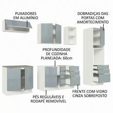 Madesa Gabinete De Cocina Integral Completa 260cm Lux Color Blanco Gris 08 - Blanco y Gris - Ver 4